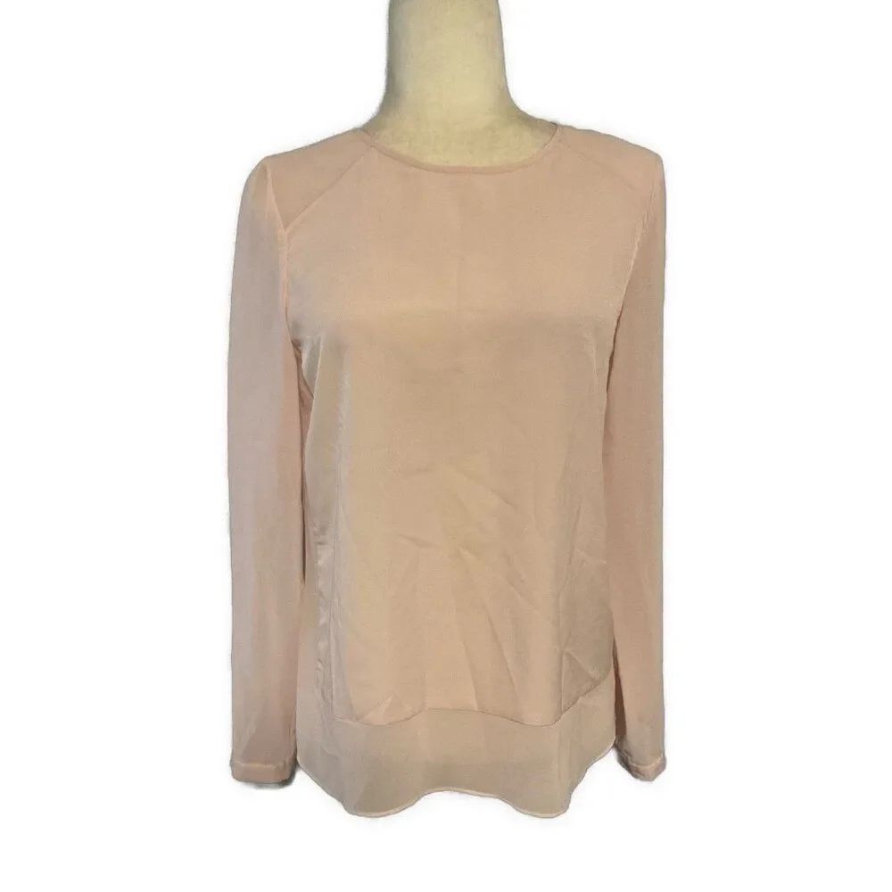 1. State Women’s Solid Baby Pink Long Sleeve Crew Neck Top Blouse Small
